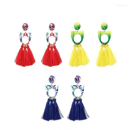 Dangle Earrings Ethnic Printing Women Long Tassel Female Jewelry