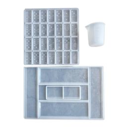 Craft Tools Dominoes Epoxy Resin Mould Storage Box Silicone DIY Crafts Jewellery Case Holder Casting Drop210P