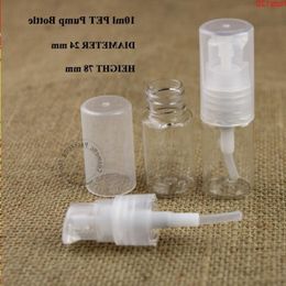 Wholesale 50pcs/lot 10ml PET Facial Cream Lotion Pump Spray Bottle 1/3OZ Plastic Emulsion Container Packaging Transparent Caphood qty Tfbew