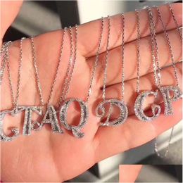 Pendant Necklaces Choucong 26 English Letters Luxury Jewellery 925 Sterling Sier Pave White Topaz Cz Diamond Infinite Gem Wedding Neckl Ott39