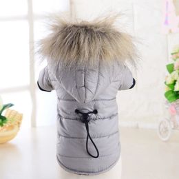 Dog Warm Outwear Pet Down Cotton Clothing Thin Coat Snowsuit Windproof Faux Fur Puppy Parka Coat Adjustable Dog Winter Jacket with331a