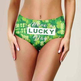 Women's Panties St. Patricks Day Women Lingerie Leaf Clover Print Briefs Underwear Festival Irish Underpants Ladies