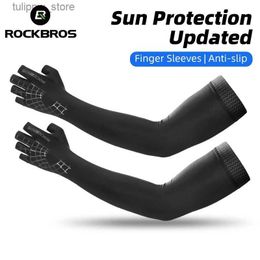 Protective Sleeves ROCKBROS Cycling Arm Sleeves Sun Protection Men Women Breathable Elasticity MTB Road Bike Gloves For Running Outdoor Sports L240312