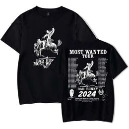 Bad Bunny Most Wanted Tour 2024 High Quality Stylish Men T Shirt Women Men Summer Fashion O-Neck Short Sleeve Vintage T Shirtdesigners Short Sleeve 7255