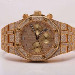 Prenting a stunning iced out chronograph watch featuring natural diamonds for unparalleled luxury with enhance vvs clarity