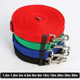 Dog Collars & Leashes 1 5M 1 8M 3M 4 5M 6M 9M 10M 15M 20M 30M 50M Leash Long Nylon Rope For Big Dogs Adjustable Pet Training Lead293O