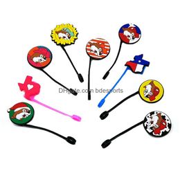 Drinking Straws Custom Texas Style Pattern Soft Sile St Toppers Accessories Er Charms Reusable Splash Proof Dust Plug Decorative 8Mm P Dhjmh