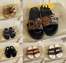 Designer classic two-button leather beach slippers high quality flat slippers sandals luxury slippers resort shoes outdoor casual slippers