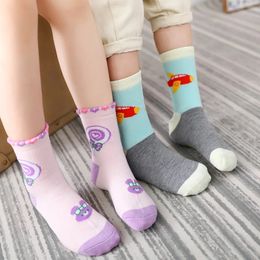 5Pairs/Lot Autumn/winter Breathable Childrens Socks Boys and Girls Socks Fashion Korean Socks Children Cartoon Socks 240229