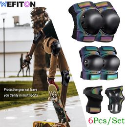 6Pcs/Set Adult/Kids/Youth Knee Pads Elbow Pads Wrist GuardsSkate Protective Gear Set 3 in 1 for SkateboardRoller SkatesSports 240227