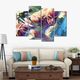 4pcs set Unframed Attack on Titan Fight Giant Anime Poster Print On Canvas Wall Art Picture For Home and Living Room Decor257P