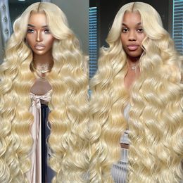 30 32 Inch Transparent 613 Hd Body Wave 13x6 Front Human Hair Wig Colour Honey Blonde Lace Frontal Wigs for Women