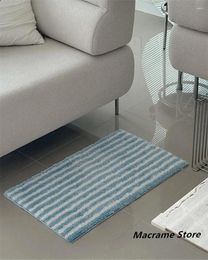 Carpets Simple Nordic Ins Style Striped Carpet Soft And Comfortable Sofa Bedroom Bedside Foot Mat Absorbent Bathroom Non-Slip Floor