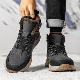 Boots Bottom Snow Fashion Thick 24 Waterproof 2024 Warm Plush Fur Ankle Mens Winter Cotton Shoes Non-slip Men's 20 706