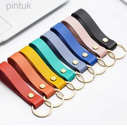 Keychains Lanyards 8 Colours PU Leather Keychain Business Gift Leather Key Chain Men Women Car Key Strap Waist Wallet KeyChains Keyrings ldd240312