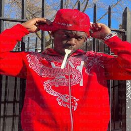 Men's Hoodies Men's Rhine Zip Hoodie Dragon Print Red Goth Sweatshirt Sport Coat Hip Hop Long Sleeve Oversized Y2k Jacket1249151