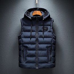 Hooded Spring Autumn Sleeveless Jacket for Men Fashion Warm Male Winter Vest Light Plus Size Mens Work Waistcoat 240229