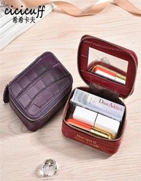 Make Up Bag With Mirror For Women Cosmetic Pouch Organiser Storage Case Tiny Lip Sticks Box Lipstick Pocket Bags 220324193d6774250