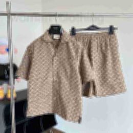 Men's Tracksuits Designer New printed mens suit short sleeved summer casual denim shirt shorts vintage loose shirt two-piece set trendy 4UWY