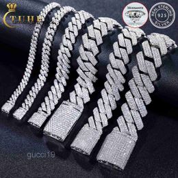 Charm Bracelets 825mm Pass Diamond Tester 925 Sterling Silver Style Top Quality Moissanite Cuban Link Anklet Bangle Bracelet for Men Iced Out Chain IWJB
