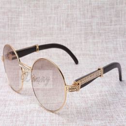 high-end round diamond sunglasses 7550178 natural Black angle bending quality sunglasses men Female eyeglasses size 57-22-132935