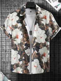 Men's Casual Shirts 2024 Floral Print Button Up Resort Hawaiian 3D Printed Shirt Short Sleeve Summer Beach Daily Wear