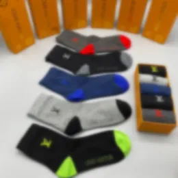 designer socks socks Classic black white Grey Women Men top Quality Letter Breathable Cotton Sports Ankle sock Elastic Football Soccer Running Sock 5 pieces/boxr