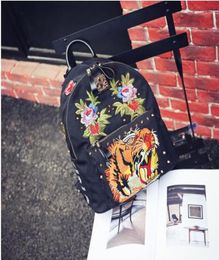 Korean goods JTXS genuine shoulder bag female Korean version of the backpack tide cloth personality tiger head embroidery Oxford s4599785