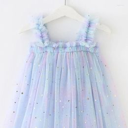 Girl Dresses Baby Rainbow Dress Birthday Strap Toddler Clothes Summer Sequined Princess Mesh Tutu Kid Party Costume