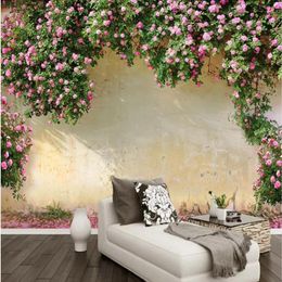 3D Wall Mural Wallpaper Rose Background Wall Decor Living Room Bedroom TV Background Wallcovering for Walls 3 D Flower Murals223n