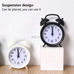 Other Clocks Accessories Double Bell Clock Accurate Timekeeping Battery Operated Analogue Mini Round Bedside Desk Alarm Clock Cute Kids GiftL2403