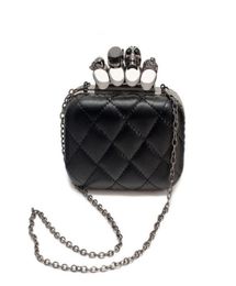 Designernew vintage Skull purse Black Skull Knuckle Rings Handbag Clutch Evening Bag The chain inclined shoulder bag5821627