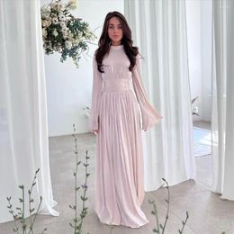 Casual Dresses Spring Summer Elegant Luxurious Long Dress Muslim Women Fashion Solid Color Flowing Light Leeved Lace Up A-line