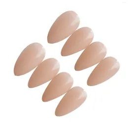 False Nails Nude Fake Nail Patches Glossy Almond Shaped Glue Included For Women Girls