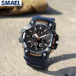 Wristwatches SMAEL Tactical Watch Male Student Sports Dual Display Digital Waterproof Glow Men's 8079