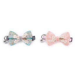 Dog Collars & Leashes CoolPaw Collar Leash Classic Grid Flower Decoration Bow Tie With Bell Puppy Dogs Cats2769