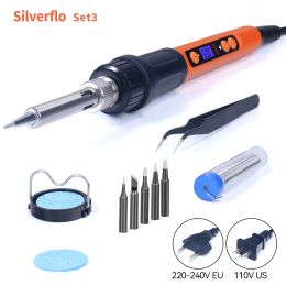 Soldeerijzers 100W Digital Electric Soldering Iron Kit Set Temperature Adjustable 928D Welding Tool Ceramic Heater Soldering Tips Rework