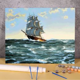 Number Sailboat Ship Painting By Numbers Kit Acrylic Paints 50*70 Canvas Pictures Decorative Paintings For Adults Art