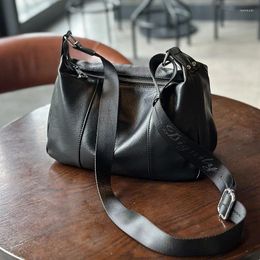 Evening Bags Johnature 2024 Women Shoulder Crossbody Bag Leisure Black Genuine Leather Lightweight Retro Real Cowhide Versatile