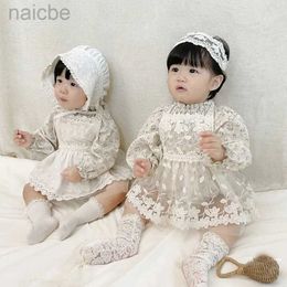 Girl's Dresses Clothing New Fashionable Dress Baby Lace Apron Dress Baby Princess Cute Solid Lace Dress ldd240313