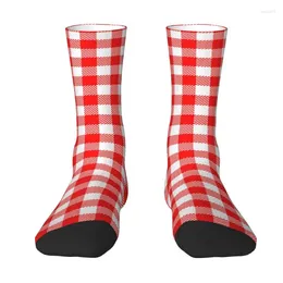 Men's Socks Red Plaid Chequered Style Crew Unisex Funny 3D Printed Dress