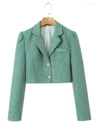 Work Dresses Autumn Winter Ladies Golden Single Breasted Green Woollen Blazer With Skirts Women 2024 Fashion High Waist Half Skirt Jacket