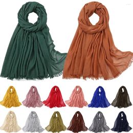 Ethnic Clothing Fashion Cotton Linen Scarves Solid Color Cape Shawl Muslim Hijab Muffler Scarf Candy Womens 190 90cm