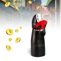 Action Toy Figures Saving Pot Spirited Away Anime Figure No Face Man Piggy Bank Figure Automatic Eat Coin Collective Model Gifts for Children Q240313