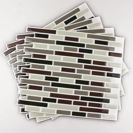 Wall Stickers 4Pcs Home Decor 3D Tile Pattern Kitchen Backsplash Mural Decals1257Y