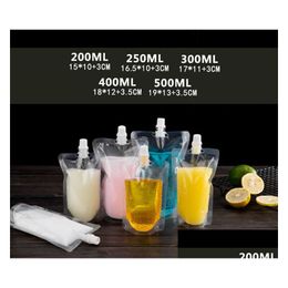 Packing Bags Wholesale 17Oz 500Ml Stand-Up Plastic Drink Packaging Bag Spout Pouch For Beverage Liquid Juice Milk Coffee 200-500Ml Dro Otp9D