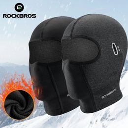 ROCKBROS Warm Windproof Cycling Headgear Breathable Face Mask Outdoor Electric Bicycle Balaclava Bike Skiing Fleece Head Hat 240312