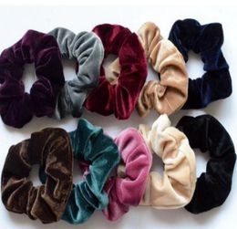 Whole and retail New Women Velvet Elastic Hair Scrunchie Scrunchy Hairbands Head Band Ponytail Holder middle size 5521512