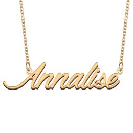 Annalise Name Necklace Pendant for Women Girlfriend Gifts Custom Nameplate Children Best Friends Jewelry 18k Gold Plated Stainless Steel