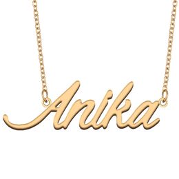 Anika Name Necklace Custom Nameplate Pendant for Women Girls Birthday Gift Kids Best Friends Jewellery 18k Gold Plated Stainless Steel